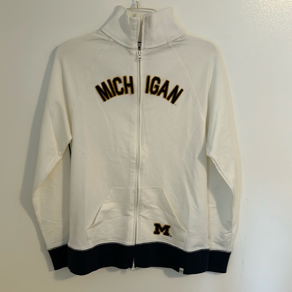 47 Jackets & Blazers - Women’s Michigan Wolverines full Zip Embroidered white varsity Jacket size L